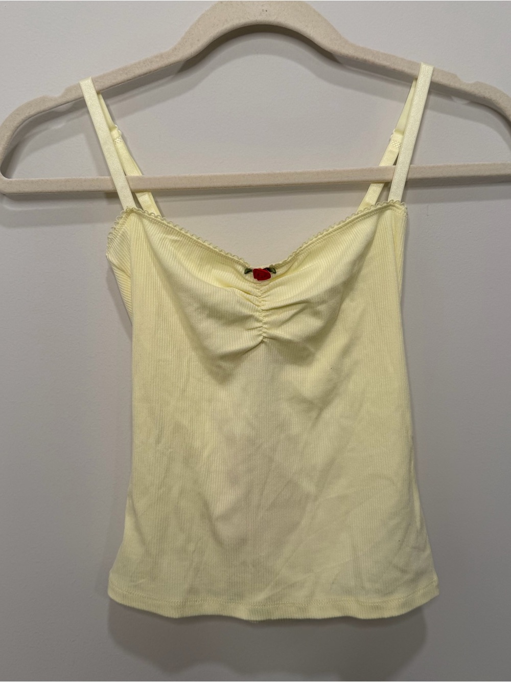 Edikted Yellow Rose Ruched Ribbed Cami Tank Top XS S16304 NWT